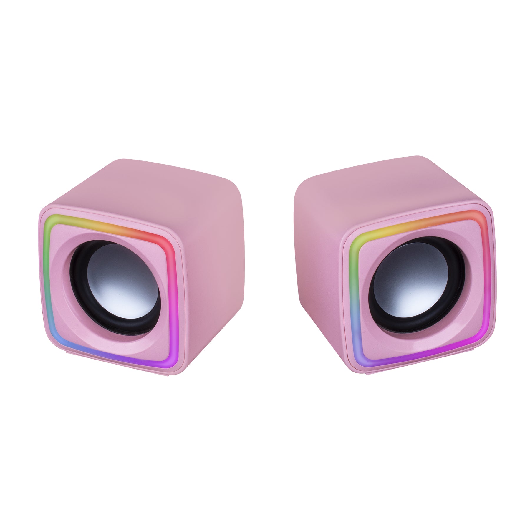 MARSGAMING MSCUBE PREMIUM CUBE SPEAKERS, 8W DSP, ARGB FLOW, USB POWER, PINK