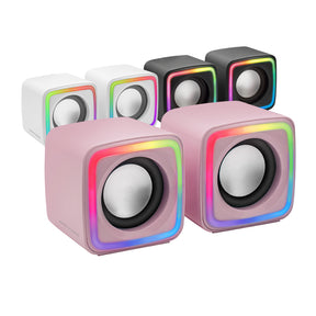 MARSGAMING MSCUBE PREMIUM CUBE SPEAKERS, 8W DSP, ARGB FLOW, USB POWER, PINK