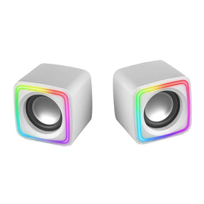 MARSGAMING MSCUBE PREMIUM CUBE SPEAKERS, 8W DSP, ARGB FLOW, USB POWER, WHITE