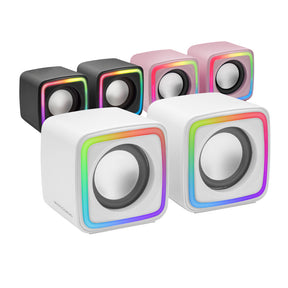 MARSGAMING MSCUBE PREMIUM CUBE SPEAKERS, 8W DSP, ARGB FLOW, USB POWER, WHITE