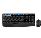 Logitech Wireless Combo MK345 - Conjunto de teclado e rato - sem fios - 2.4 GHz - Padrão internacional americano - preto, azul