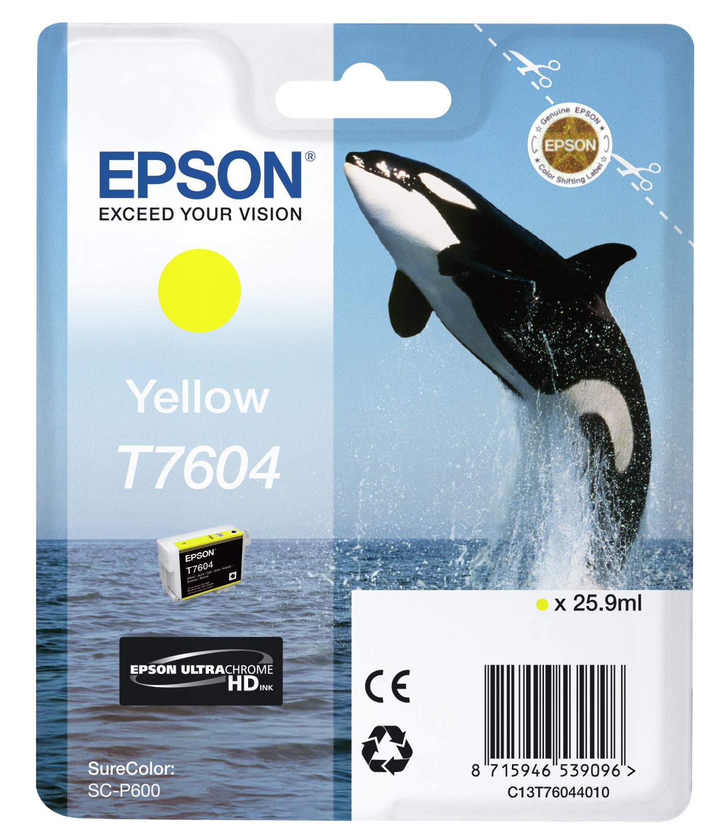 Epson T7604 - 26 ml - amarillo - original - blister - cartucho de tinta - para SureColor P600, SC-P600