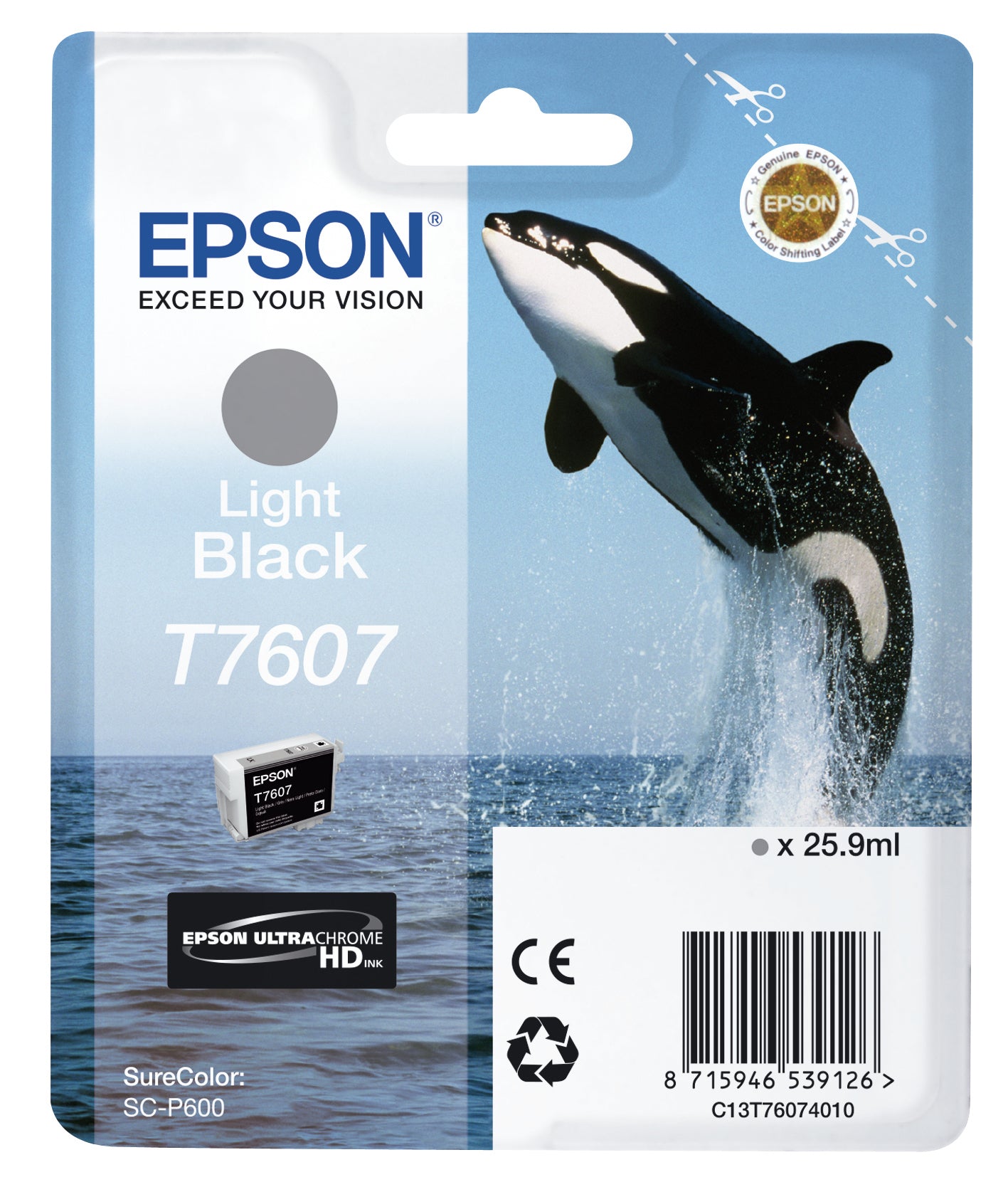 Epson T7607 - 26 ml - negro claro - original - blister - cartucho de tinta - para SureColor P600, SC-P600