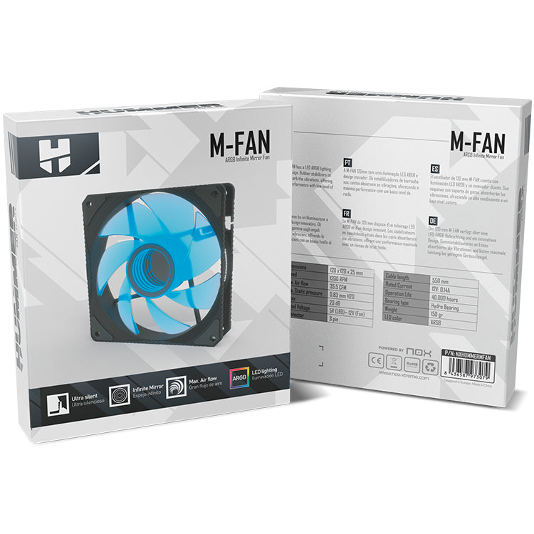 Ventilador NOX M-FAN ARGB INFINITE MIRROR FAN 120mm 1200rpm