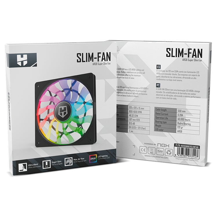 Fan NOX SLIM ARGB SUPER SLIM FAN 120mm 800-1600rpm