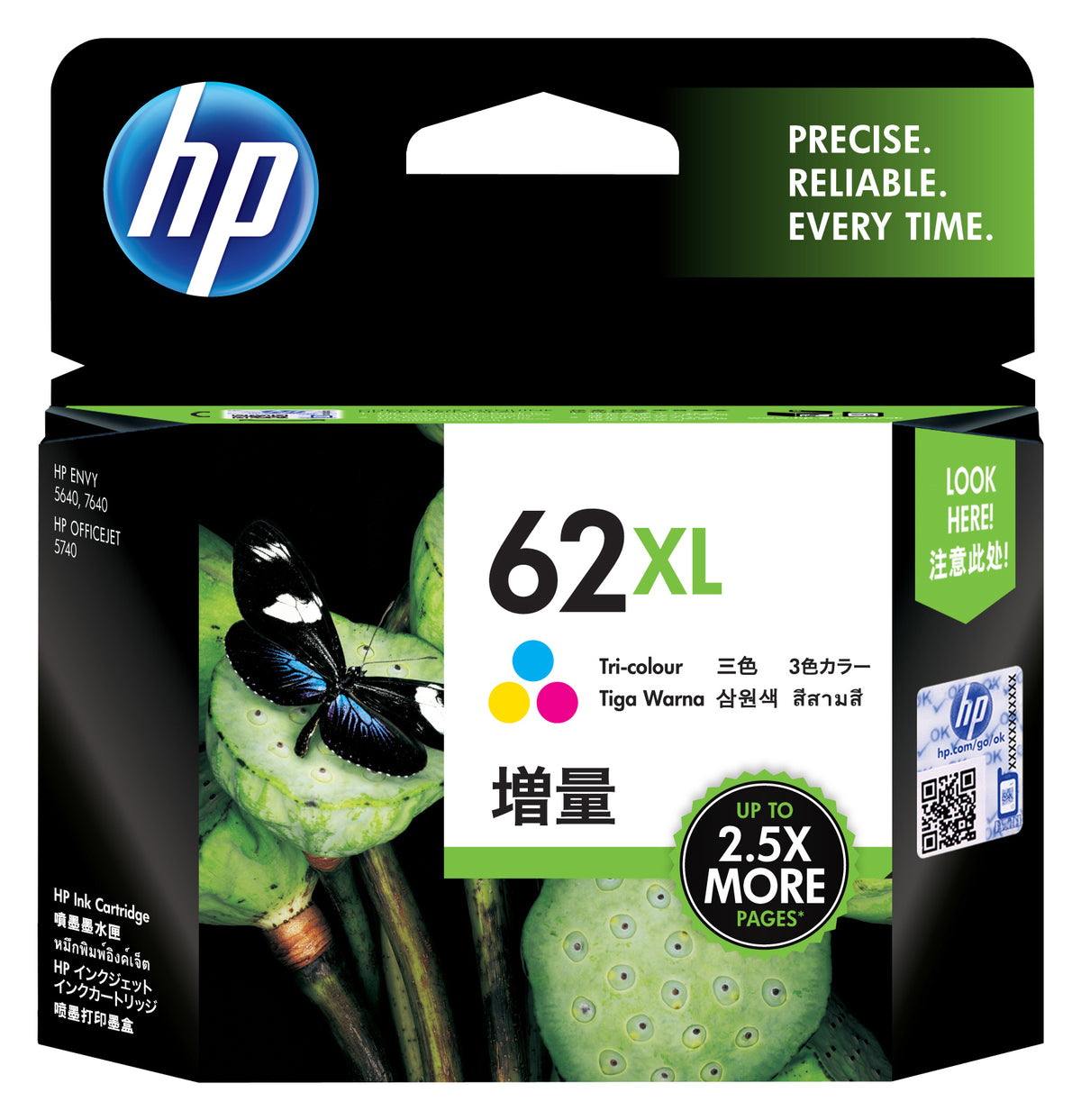 Cartucho de tinta tricolor HP 62XL