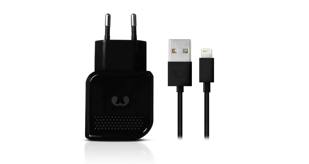 Fresh 'n Rebel - Adaptador de corriente - 12 Watt - 2.4 A (USB) - Negro - para Apple iPhone/iPod (Lightning)