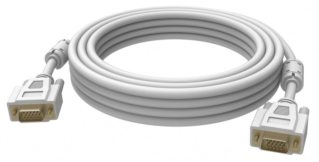 Cable de conexión VGA de grado de instalación VISION Professional - GARANTÍA DE POR VIDA - conectores chapados en oro - colores de ferrita en ambos extremos - VGA (M) a VGA (M) - diámetro exterior 8,0 mm - 28 AWG - 3 m - blanco