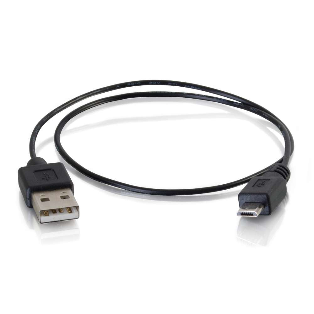 C2G USB Charging Cable - USB Power Cable - USB (Power Only) Male to Micro-USB Type B (Power Only) Male - 46 cm - Black