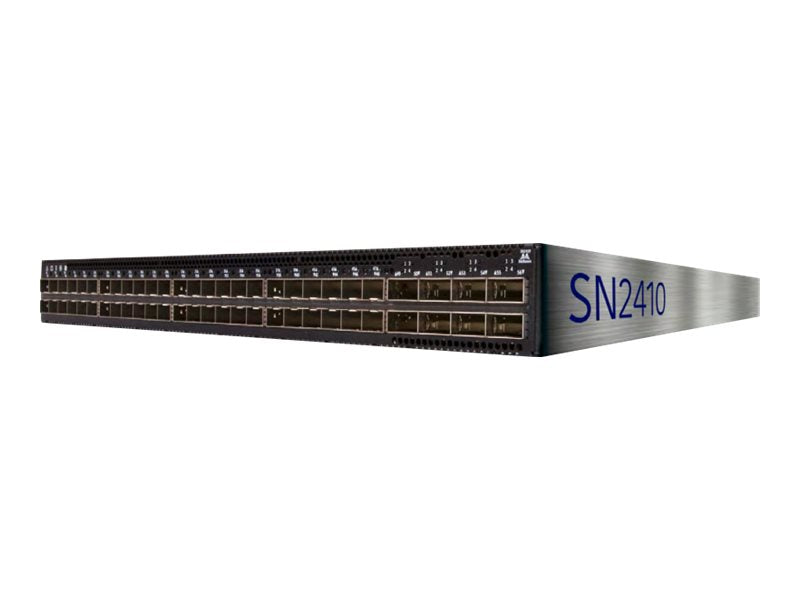 Mellanox Spectrum SN2410 - Interruptor - L3 - Administrado - 48 x 10 Gigabit SFP28 + 8 x 100 Gigabit QSFP28 - fluxo de ar trás para frente' - montável em trilho (920-9N112-00F7-0X0)
