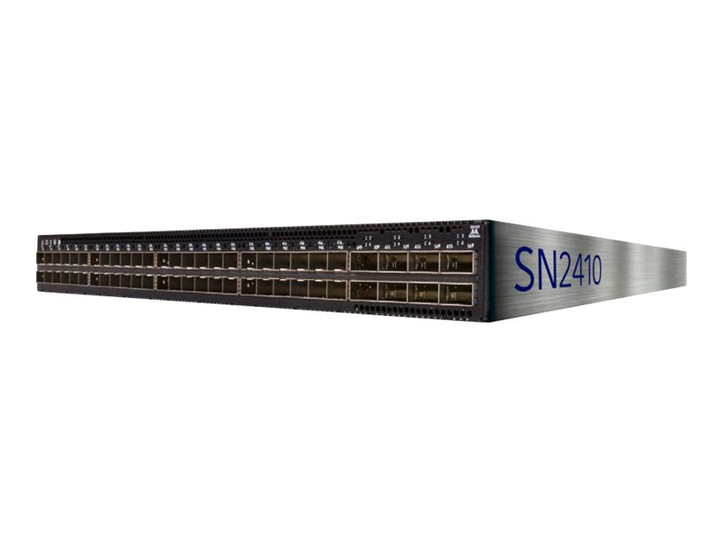 Mellanox Spectrum SN2410 - Interruptor - L3 - Administrado - 48 x 10 Gigabit SFP28 + 8 x 100 Gigabit QSFP28 - fluxo de ar trás para frente' - montável em trilho (920-9N112-00F7-0C3)