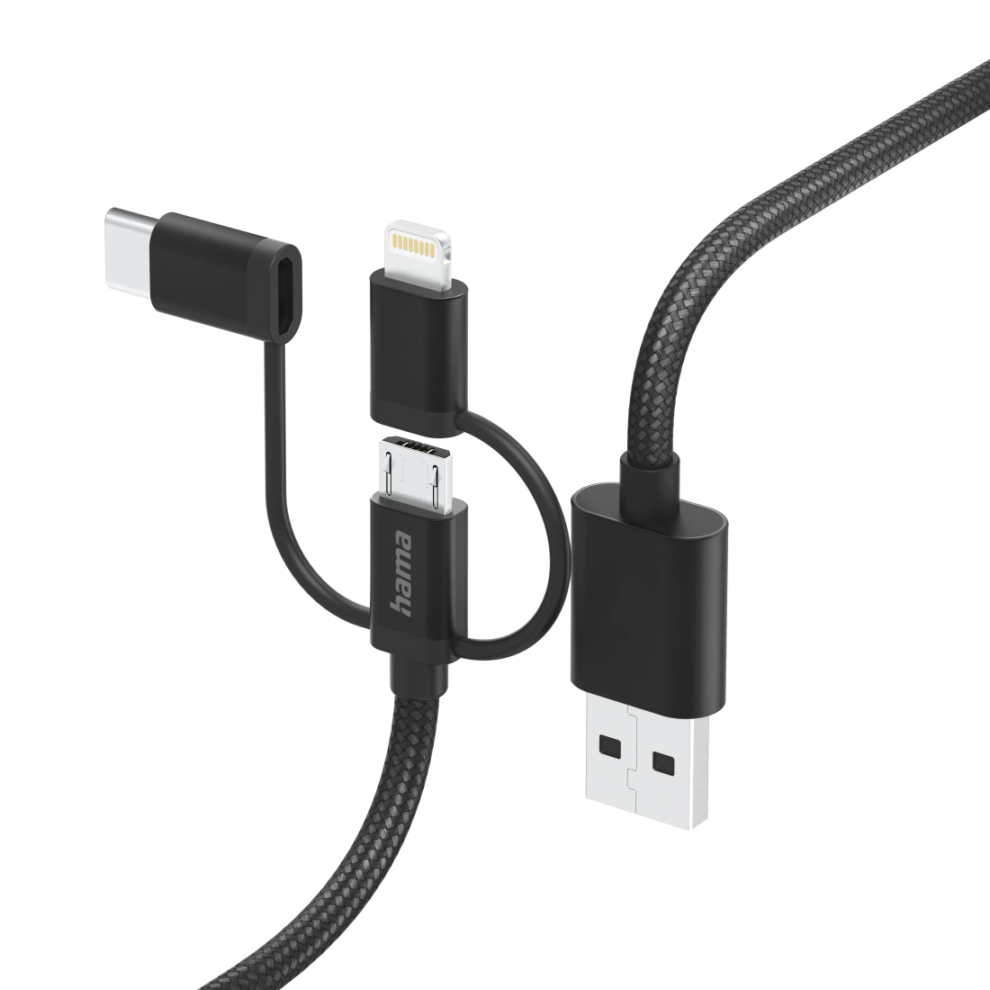 HAMA 3in1 micri USB +USB-C +LTG cable, 1.5m, black