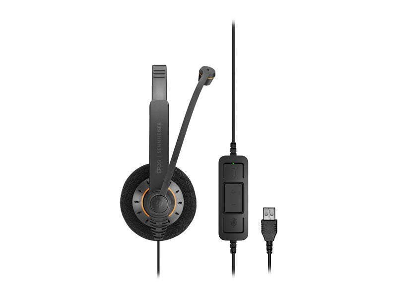 EPOS I SENNHEISER IMPACT SC 60 USB ML - Headphones - in ear - with cable - USB - black with orange accents