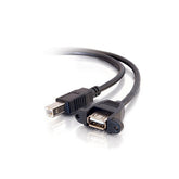 C2G Panel Mount Cable - USB Cable - USB Type B (M) to USB (F) - 91 cm - Molded - Black