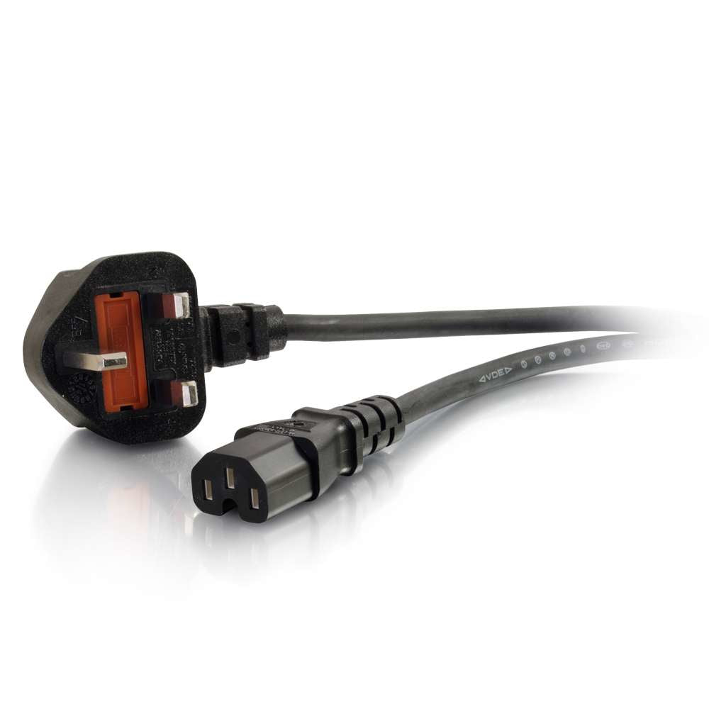 C2G - Power cable - IEC 60320 C15 to BS 1363 (M) - AC 250 V - 2 m - black - UK