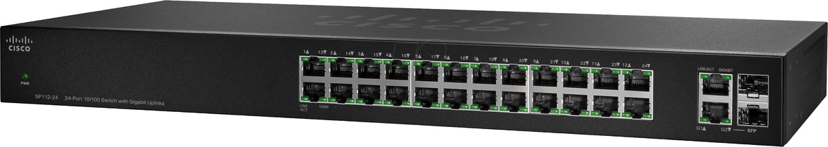 Cisco Small Business SF112-24 - Switch - no management - 24 x 10/100 + 2 x Gigabit SFP combo - rail mountable