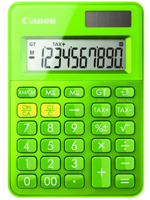 Canon LS-100K - Desktop Calculator - 10 Digits - Solar Panel, Battery - Metallic Green