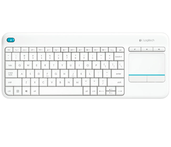 Logitech Wireless Touch Keyboard K400 Plus - Teclado - Inalámbrico - 2.4GHz - Alemán - Blanco