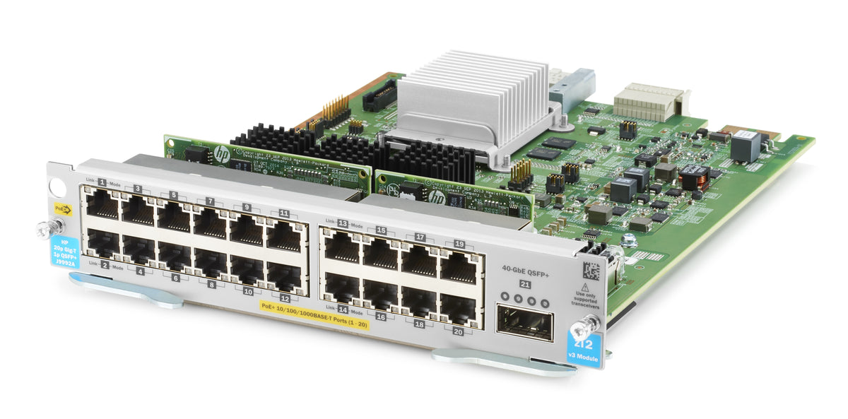 HPE - Expansion Module - Gigabit Ethernet (PoE+) x 20 + 40 Gigabit QSFP+ x 1 - for HPE Aruba 5406R, 5406R 16, 5406R 44, 5406R 8-port, 5406R zl2, 5412R, 5412R 92, 5412R zl2