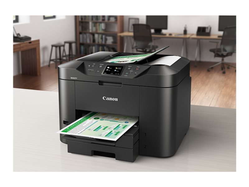 Canon MAXIFY MB2750 - Multifunción - Color - Tinta - A4 (210 x 297 mm), Legal (216 x 356 mm) (original) - A4/Legal (soportes) - hasta 22 ppm (copia) - hasta 24 ipm (impresión ) - 500 hojas - 33,6 Kbps - USB 2.0, LAN, Wi-Fi