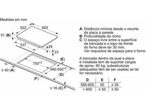 BOSCH PLACA INDUÇAO SERI6 4FOCUS PRETO