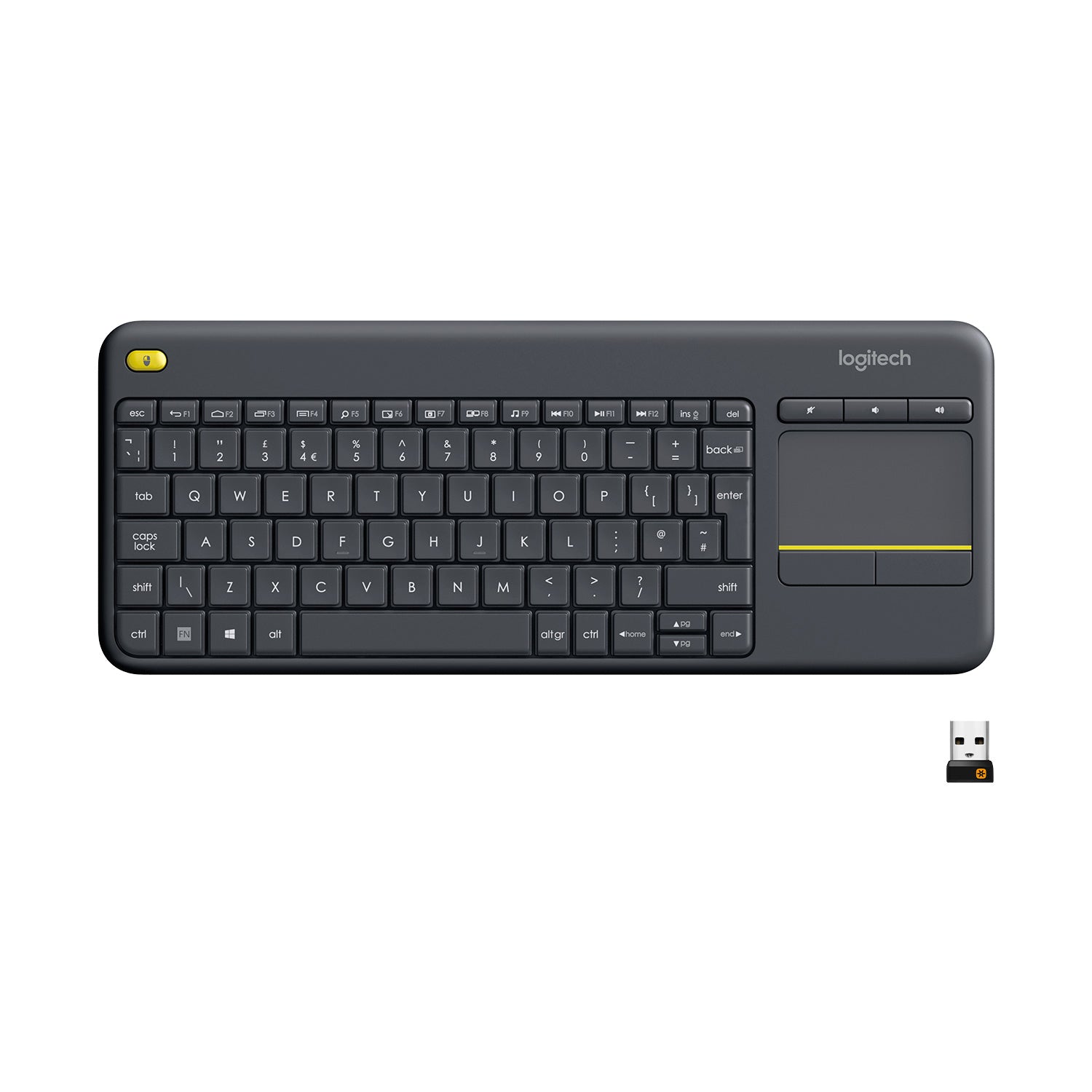 Logitech Wireless Touch Keyboard K400 Plus - Keyboard - Wireless - 2.4GHz - Swiss - Black