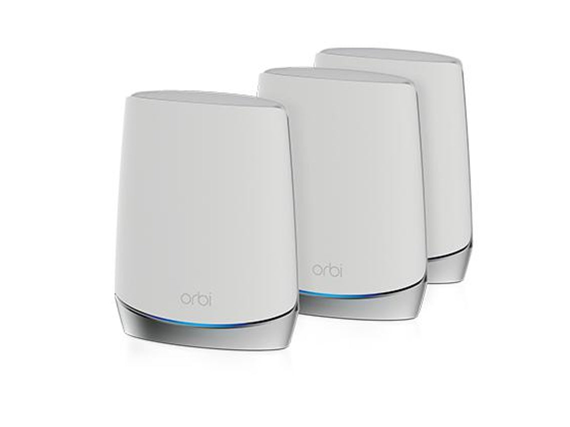 NETGEAR Orbi RBK753 - Sistema Wi-Fi (enrutador, 2 extensores) - hasta 5650 pies cuadrados - redes - GigE - 802.11a/b/g/n/ac/ax - Tribanda