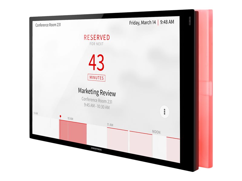 Crestron Room Scheduling Touch Screen TSS-1070-BS-LB KIT - Room Manager - Inalámbrico, Alámbrico - Bluetooth, 802.11a/b/g/n/ac - 2.4Ghz, 5GHz - 10/100 Ethernet - Negro plano (TSS-1070 -Juego BS-LB)