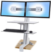 Ergotron WorkFit-S Dual Workstation - Convertidor de escritorio de pie - rectangular - aluminio, plástico de alta calidad - blanco