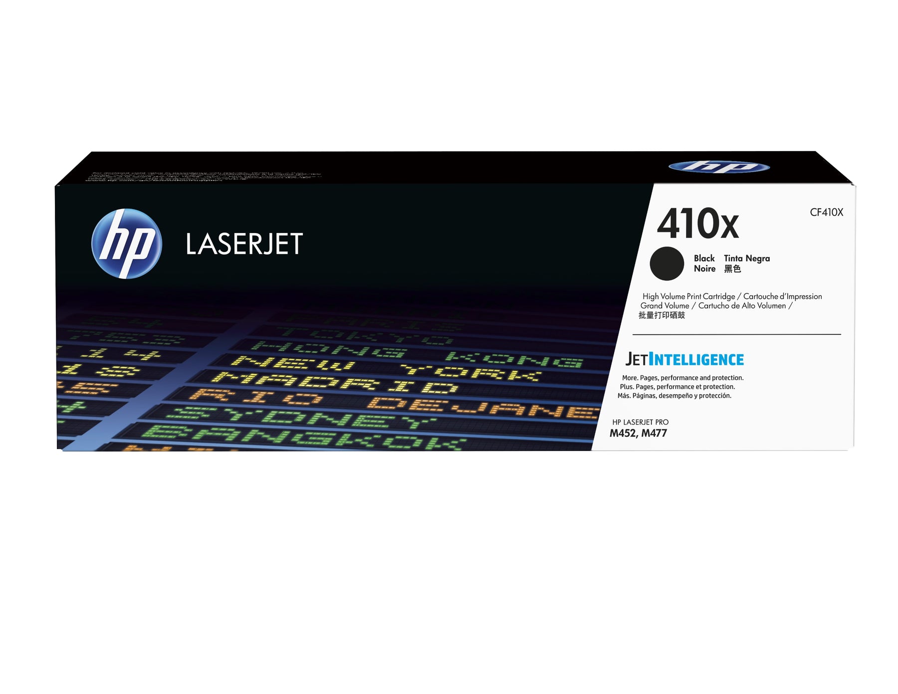 HP 410X - Alto rendimiento - Negro - Genuino - LaserJet - Cartucho de tóner (CF410X) - para Color LaserJet Pro M452, MFP M377, MFP M477