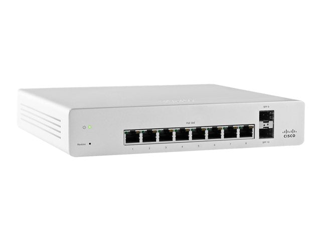 Cisco Meraki Cloud Managed MS220-8 - Switch - Managed - 8 x 10/100/1000 + 2 x Gigabit SFP - desktop (MS220-8-HW?NON_EDI)