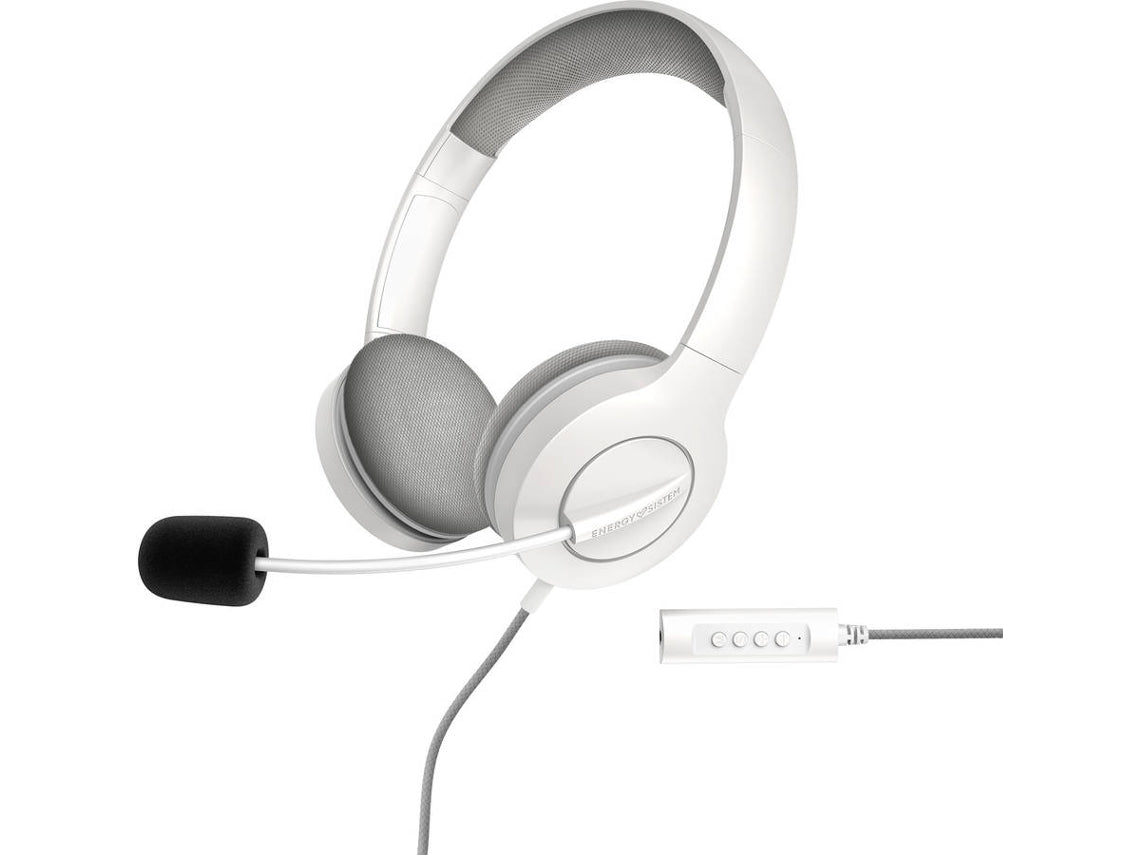 Energy Sistem Office 3 - Auscultadores - no ouvido - com cabo - USB, macaco de 3,5 mm - branco