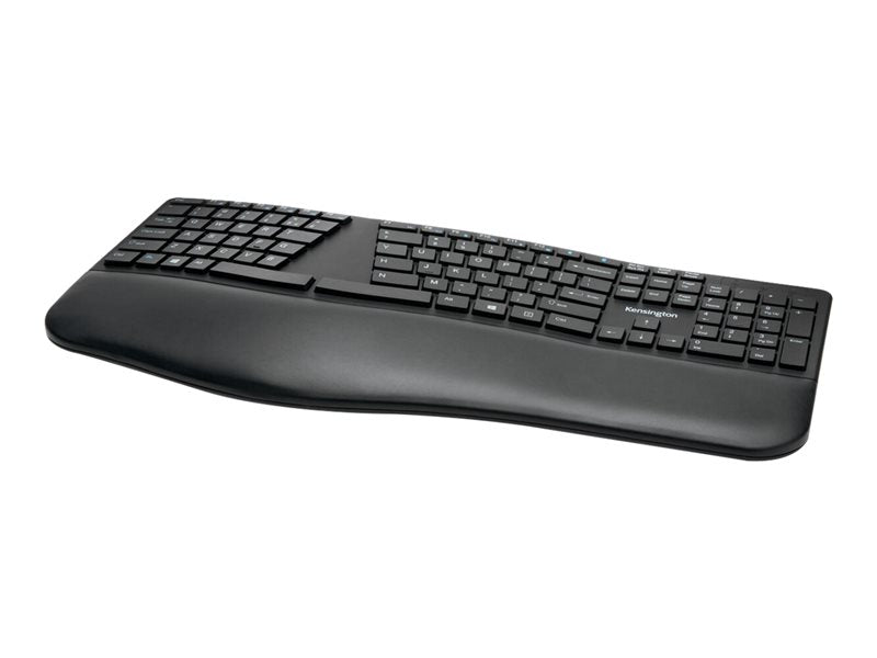 Kensington Pro Fit Ergo Wireless Keyboard - Keyboard - Wireless - 2.4GHz, Bluetooth 4.0 - English - Black