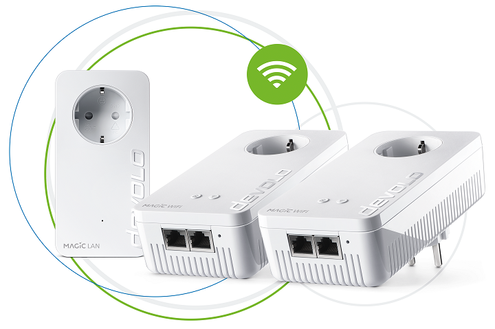 devolo Magic 2 WiFi next Multiroom Kit, velocidad de PLC de hasta 2400 Mbps, malla Wi-Fi con 2 puertos LAN - PT8632
