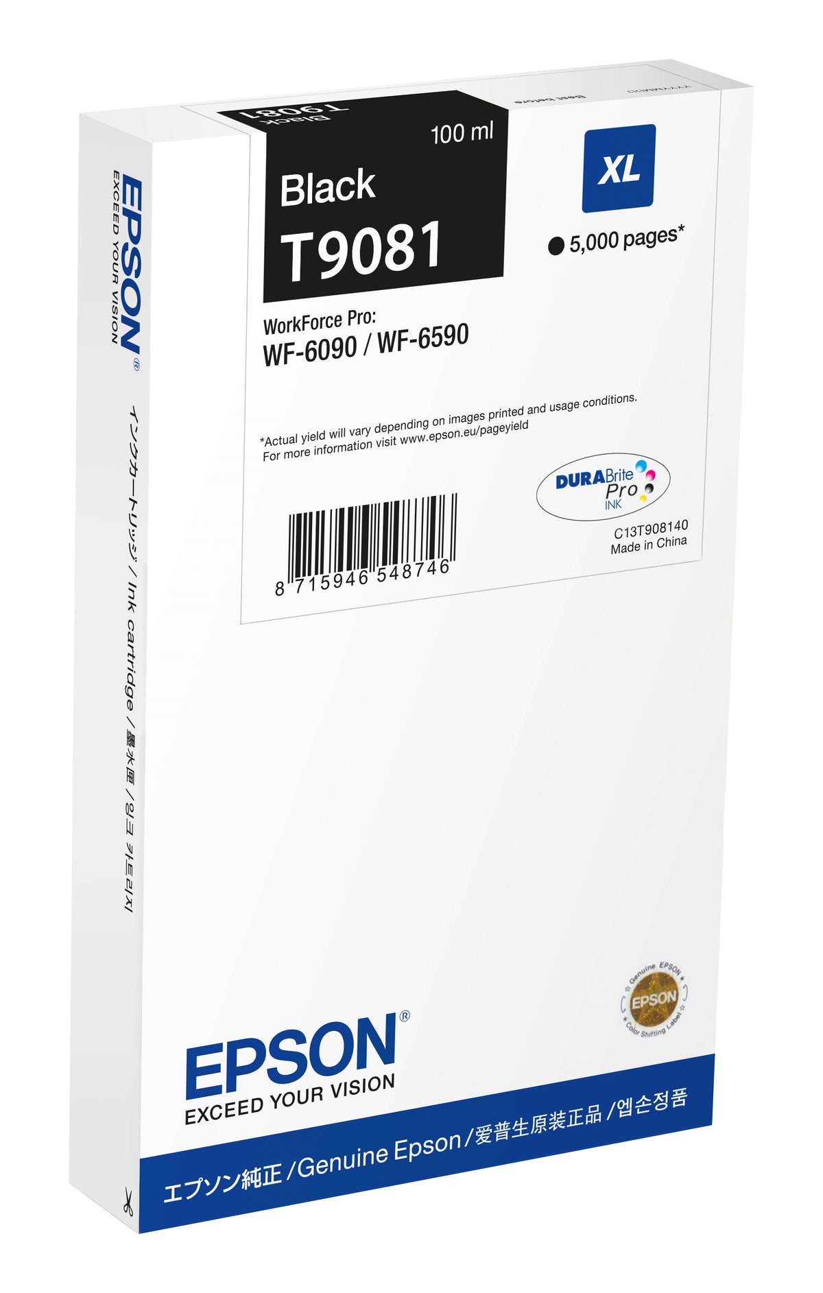 Epson T9081 - 100 ml - tamanho XL - preto - original - tinteiro - para WorkForce Pro WF-6090, WF-6590