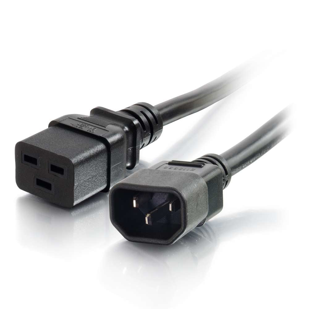 Cable de alimentación C2G 14 AWG 250 voltios - Cable de alimentación - IEC 60320 C19 a IEC 60320 C14 - CA 250 V - 15 A - 91,4 cm - moldeado - negro