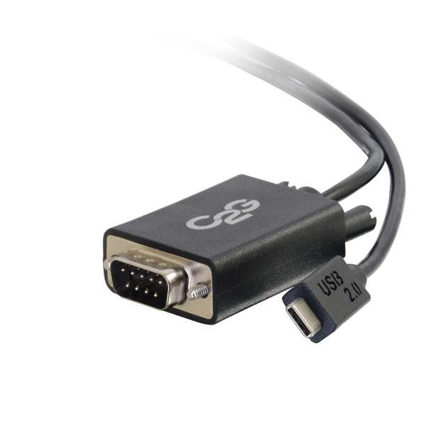 C2G USB 2.0 USB C to DB9 Serial RS232 Adapter Cable Black - USB/Serial Cable - DB-9(M) to USB-C(M) - Reversible C Connector - Black