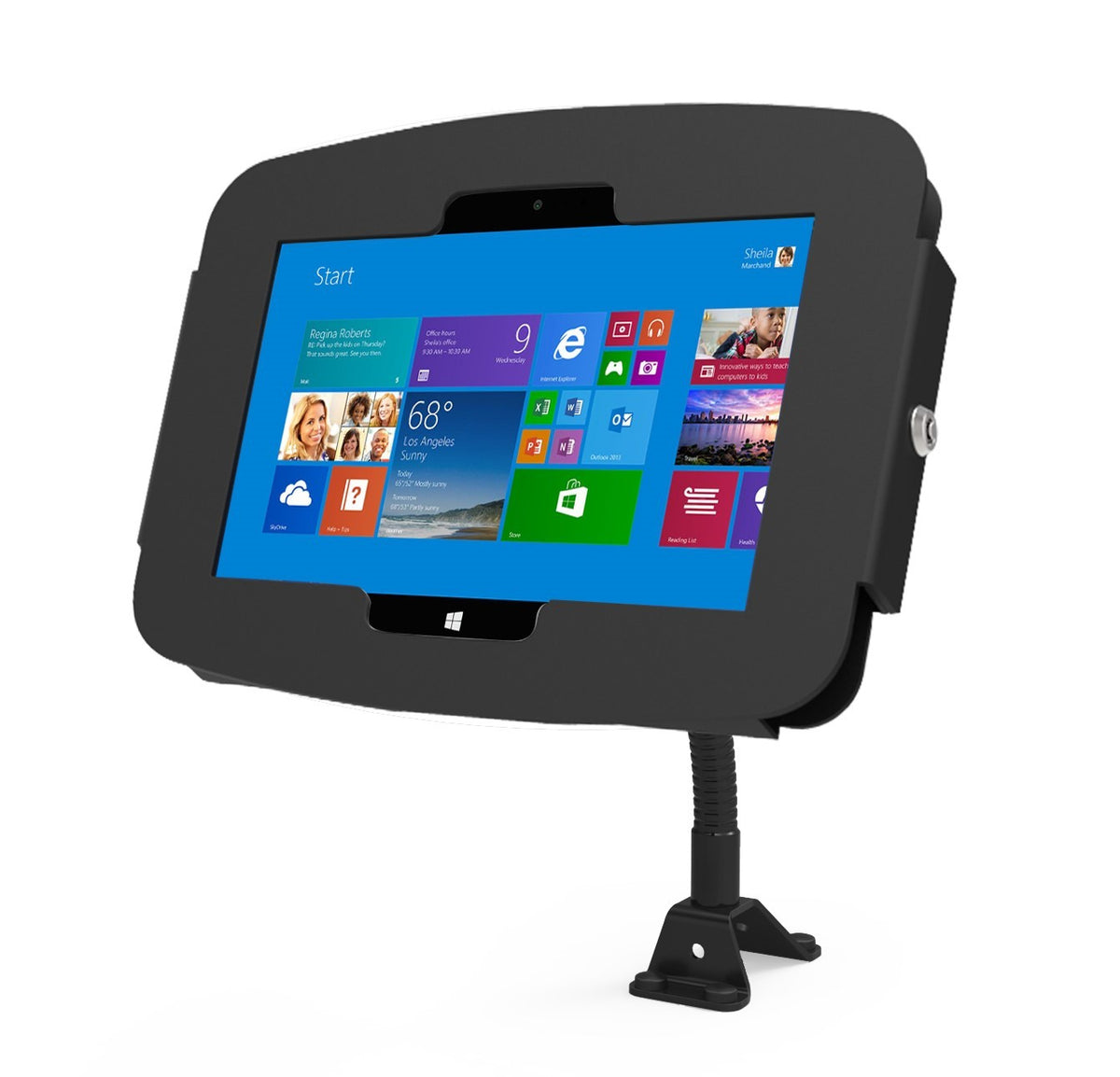 Compulocks Flex Arm Surface Pro 7 / Galaxy TabPro S Counter Top Kiosk Black - Cobertura - para tablet (Antirroubo) - bloqueável - alumínio de alto-nível - preto - tamanho de tela: 12" - para Microsoft Surface Pro, Pro 3, Pro 4, Pro 6, Pro 7, Samsung