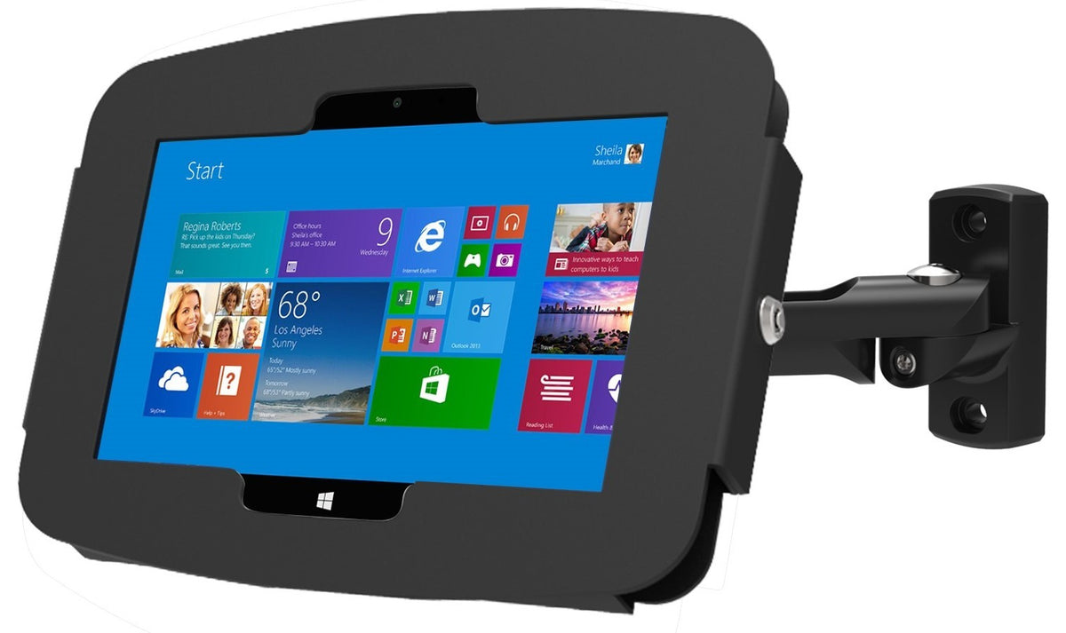 Compulocks Swing Arm Surface Pro7 / Galaxy TabPro S Wall Mount Kiosk Black - Cobertura - para tablet (Antirroubo) - bloqueável - alumínio de alto-nível - preto - montável em parede - para Microsoft Surface Pro, Pro 3, Pro 4, Pro 6, Pro 7, Samsung Gal