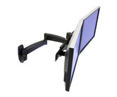 Ergotron 200 Series - Mounting Kit (Wall Bracket, Double Swivel Arm, Cross Bar, 2 VESA Adapters, 2 Extensions) - Adjustable Arm - For 2 LCD Displays - Steel - Black - Screen Size: Up to 22" - Mountable on wall