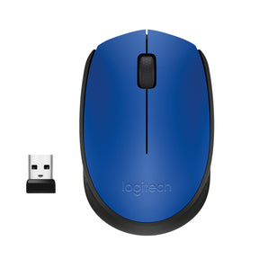 Logitech M171 - Mouse - right- and left-handed - wireless - 2.4 GHz - USB wireless receiver - black, blue