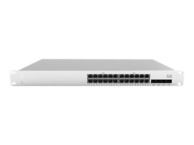 Cisco Meraki Cloud Managed MS210-24 - Interruptor - Administrado - 24 x 10/100/1000 + 4 x Gigabit SFP (ligação ascendente) - desktop, montável em trilho (MS210-24-HW)