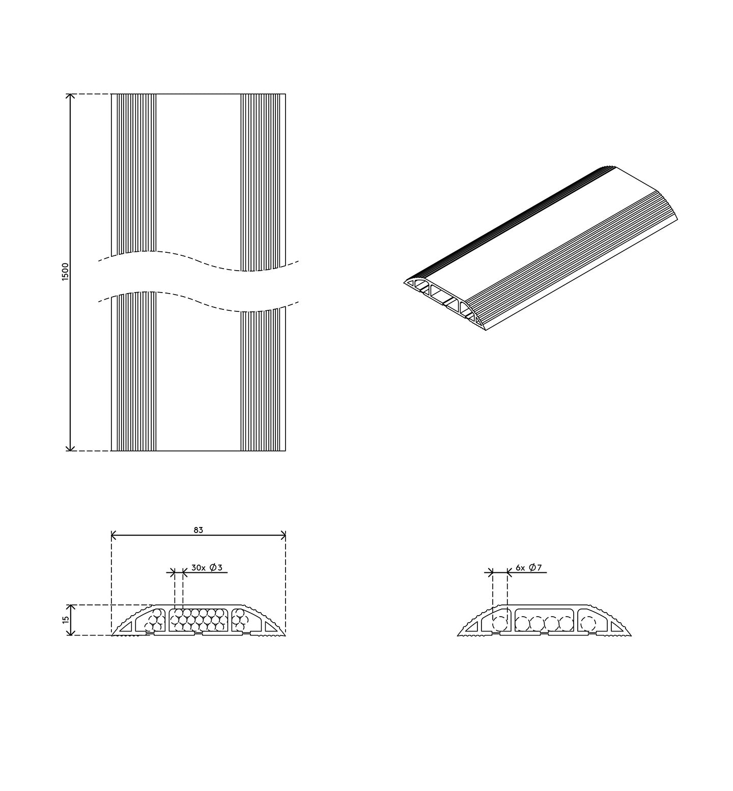 Addit cable cover 150 cm - straight