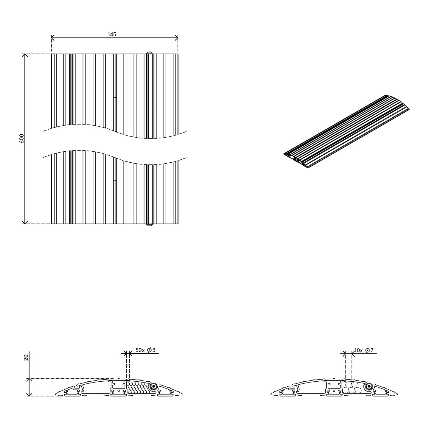 Protector de cables Addit 118 cm - recto 452