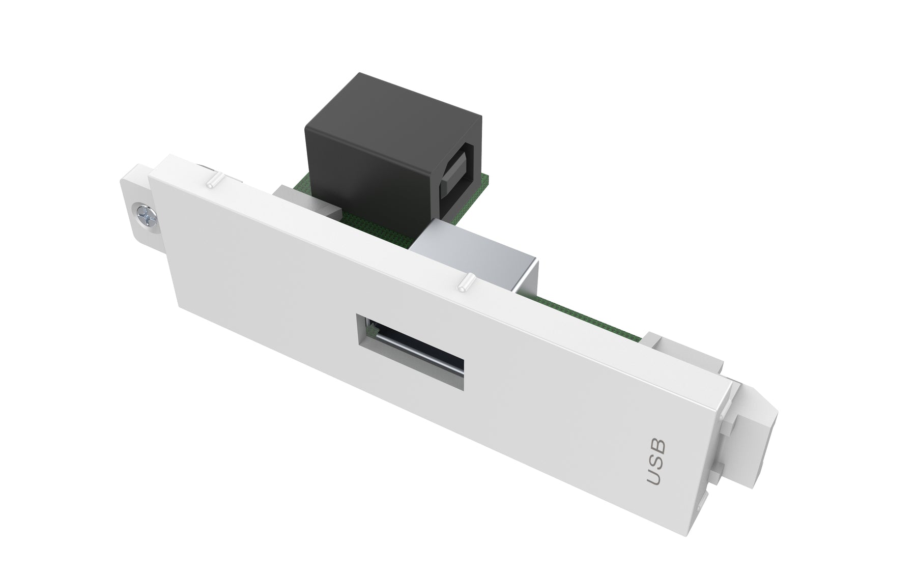 Placa frontal AV modular VISION Techconnect - GARANTÍA DE POR VIDA - Módulo USB A (en el frente) a B - enchufe cuadrado tipo "B" en la parte posterior y enchufe tipo "A" en el frente - USB 2.0 - se fija en los marcos Techconnect - plástico - blanco