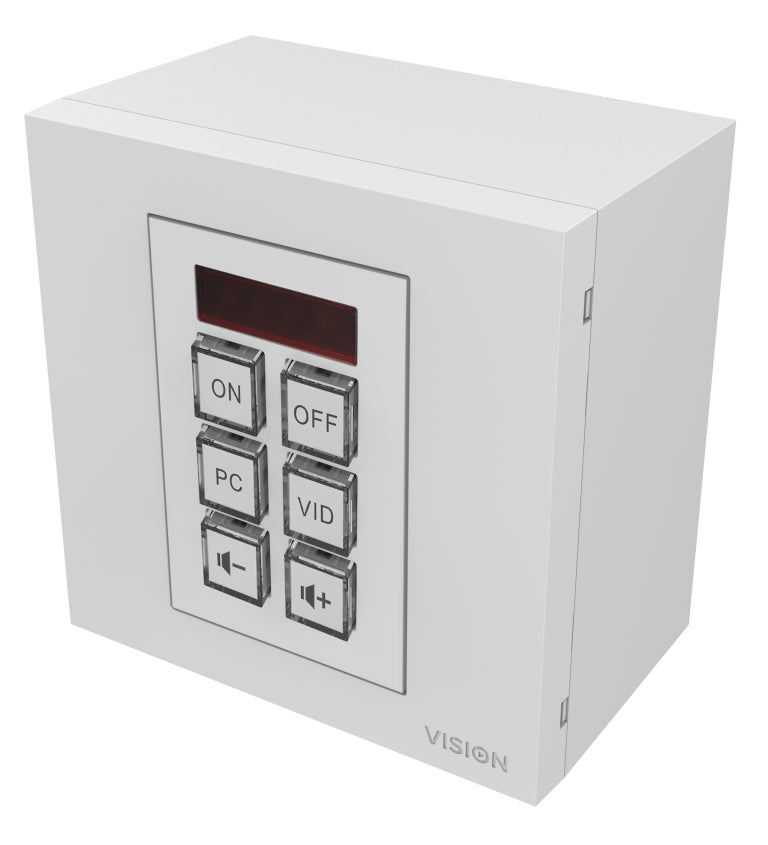 VISION Techconnect Faceplate Control Module - LIFETIME WARRANTY - 6 buttons - learns IR remote control codes from other remotes - supports RS-232, 12v trigger, scheduling - multiple commands per button - double-space module - 1-gang UK surround and b