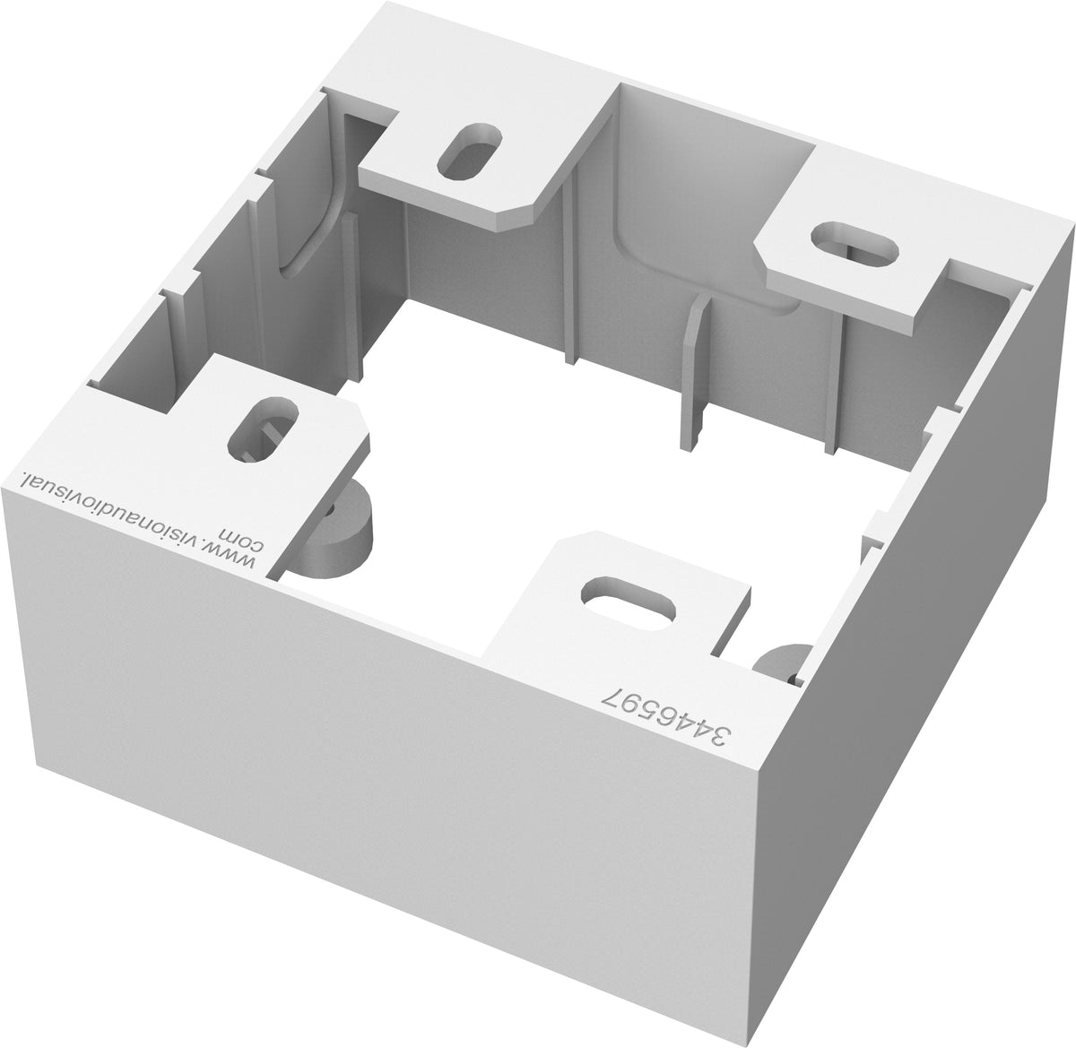 VISION Techconnect Modular AV Faceplate - LIFETIME WARRANTY - Single-Gang Surface Mount UK Backbox - standard surface-mount backbox (pattress) 86 x 86 x 45 mm / 3.4 x 3.4 x 1.8" - plastic - white