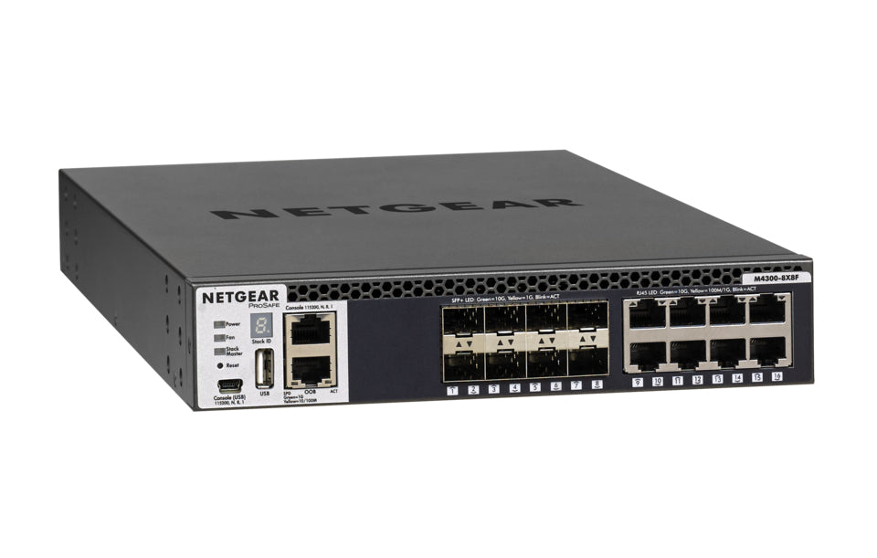 NETGEAR M4300-8X8F - Switch - L3 - Managed - 8 x 10/100/1000/10000 + 8 x 10 Gigabit SFP+ - front to back airflow - rail mountable