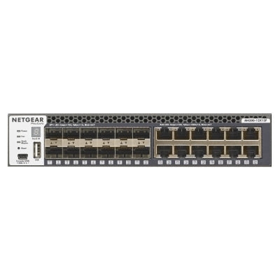 NETGEAR M4300-12X12F - Switch - L3 - Administrado - 12 x 10/100/1000/10000 + 12 x 10 Gigabit SFP+ - flujo de aire de adelante hacia atrás - montaje en riel