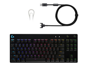 Logitech G PRO - Teclado - retroiluminado - USB - QWERTY - Español - switch: GX Blue Clicky - negro